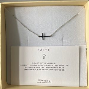little neary jewellery sideways cross silver necklace